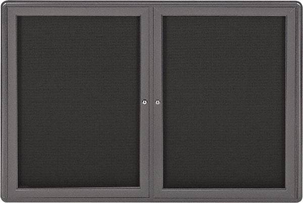 Ghent - 34" Wide x 24" High Enclosed Cork Bulletin Board - Fabric Covered, Gray - All Tool & Supply