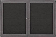 Ghent - 34" Wide x 24" High Enclosed Cork Bulletin Board - Fabric Covered, Gray - All Tool & Supply