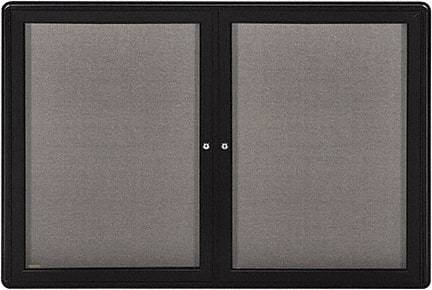 Ghent - 34" Wide x 24" High Enclosed Cork Bulletin Board - Fabric Covered, Black - All Tool & Supply