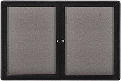 Ghent - 34" Wide x 24" High Enclosed Cork Bulletin Board - Fabric Covered, Black - All Tool & Supply