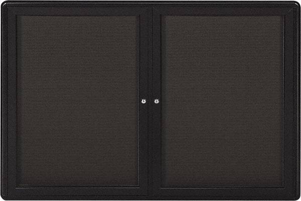 Ghent - 47" Wide x 34" High Enclosed Cork Bulletin Board - Fabric Covered, Gray - All Tool & Supply