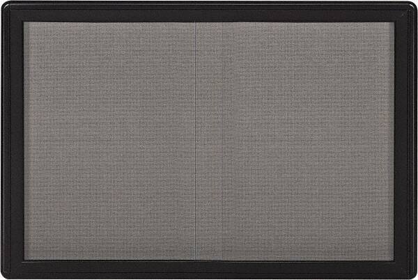 Ghent - 47" Wide x 34" High Enclosed Cork Bulletin Board - Fabric Covered, Black - All Tool & Supply