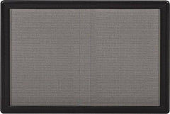 Ghent - 47" Wide x 34" High Enclosed Cork Bulletin Board - Fabric Covered, Black - All Tool & Supply