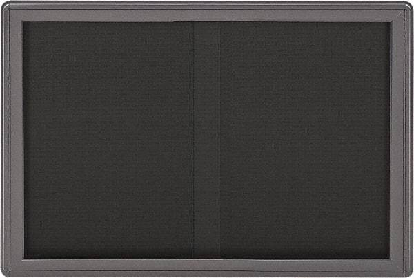 Ghent - 47" Wide x 34" High Enclosed Cork Bulletin Board - Fabric Covered, Gray - All Tool & Supply