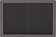 Ghent - 47" Wide x 34" High Enclosed Cork Bulletin Board - Fabric Covered, Gray - All Tool & Supply