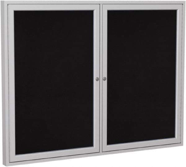 Ghent - 48" Wide x 36" High Enclosed Cork Bulletin Board - Rubber, Black - All Tool & Supply