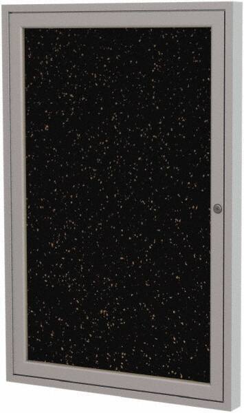 Ghent - 24" Wide x 18" High Enclosed Cork Bulletin Board - Rubber, Tan Speckled - All Tool & Supply