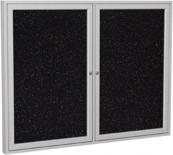 Ghent - 48" Wide x 36" High Enclosed Cork Bulletin Board - Rubber, Confetti (Color) - All Tool & Supply