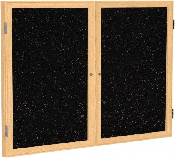 Ghent - 48" Wide x 36" High Enclosed Cork Bulletin Board - Rubber, Tan Speckled - All Tool & Supply