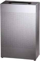 Rubbermaid - 13 Gal Silver Rectangle Decorative Waste Receptacle With Top - Steel, 30" High x 19-1/2" Long x 495.3mm Wide - All Tool & Supply