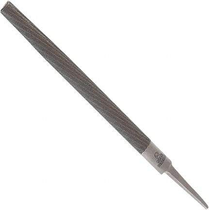 Anglo American - 14" Long, Second Cut, Half Round American-Pattern File - Double Cut, 0.37" Overall Thickness, Tang - All Tool & Supply