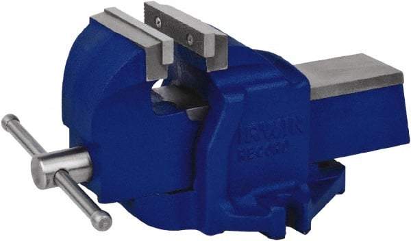 Irwin - 4-1/2" Jaw Width, 5-1/2" Opening Capacity, 3" Throat Depth, Steel Stationary Bench Vise - Bolt Down Base Attachment - All Tool & Supply