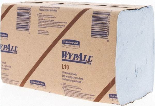 WypAll - L10 Dry Glass & Lens Wipes - 9" x 10-1/4" Sheet Size, Blue - All Tool & Supply