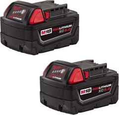 Milwaukee Tool - 18 Volt Lithium-Ion Power Tool Battery - 5 Ahr Capacity, 110 min Charge Time, Series RED LITHIUM - All Tool & Supply