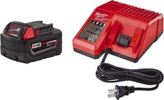 Milwaukee Tool - 18 Volt Lithium-Ion Power Tool Battery - 5 Ahr Capacity, 110 min Charge Time, Series RED LITHIUM - All Tool & Supply