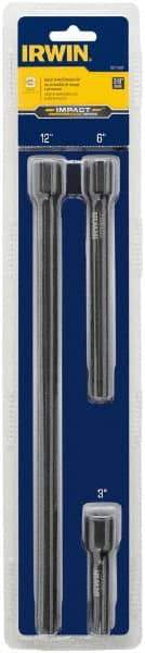 Irwin - 3/8" Drive Socket Extension Set - 3 Pieces, Includes 3, 6, 12" Lengths - All Tool & Supply