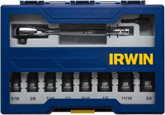 Irwin - 10 Piece 3/8" Drive Deep Well Impact Socket Set - 6 Points, 5/16" to 3/4" Range, Inch Measurement Standard - All Tool & Supply