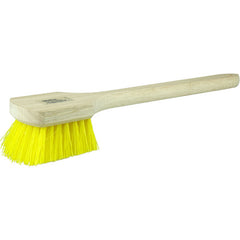 20″ Utility Scrub Brush, Yellow Polypropylene, Long Handle, Wood Block - All Tool & Supply