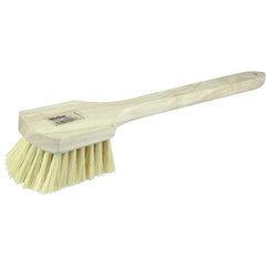 20″ Utility Scrub Brush, White Tampico Fill, Long Handle, Wood Block - All Tool & Supply