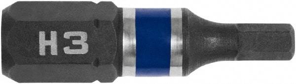 Irwin - 3mm Hex Bit - 1/4" Hex Drive, 1" OAL - All Tool & Supply