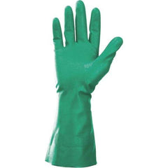 KleenGuard - Size XL (10), 13" Long, 15 mil Thick, Nitrile Chemical Resistant Gloves - Textured Finish, Cotton Lined, Straight Cuff, Green, FDA Approved - All Tool & Supply