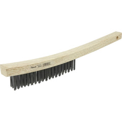 Hand Wire Scratch Brush, .012 Steel Fill, Curved Handle, 3 × 19 Rows - All Tool & Supply