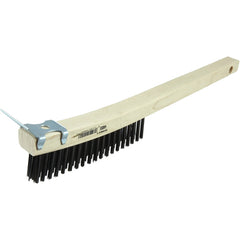 Hand Wire Scratch Brush w/Scraper, .012 Steel Fill, Curved Handle, 3 × 19 Rows - All Tool & Supply