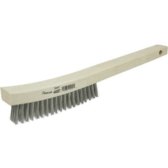 Hand Wire Scratch Brush, .012 Stainless Steel Fill, Curved Handle, 4 × 18 Rows - All Tool & Supply