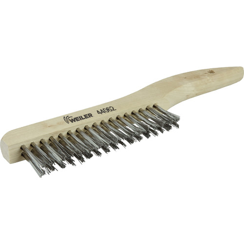 Hand Wire Scratch Brush. .012 Stainless Steel Fill, Shoe Handle, 2 × 17 Rows - All Tool & Supply