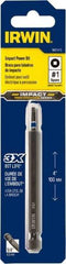 Irwin - #1" Square Size Square Recess Bit - 1/4" Hex Drive, 4" OAL - All Tool & Supply