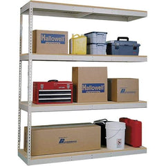 Hallowell - 4 Shelf Add-On Open Steel Shelving - 1 Lb Capacity, 96" Wide x 84" High x 48" Deep, Tan - All Tool & Supply