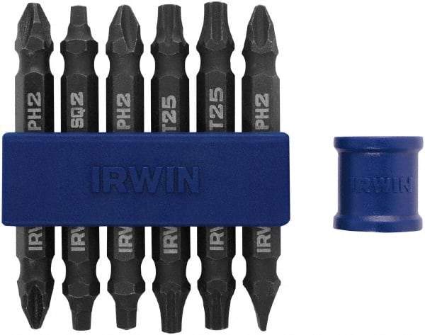 Irwin - 7 Piece, Slotted, Phillips, Torx, Square Handle, Double End Bit Set - #2 - All Tool & Supply