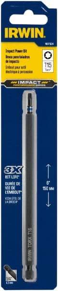 Irwin - T15 Torx Bit - 1/4" Hex Drive, 6" OAL - All Tool & Supply