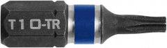 Irwin - 1/4" Drive T10 Torx Screwdriver Bit - 1" OAL, Tamper Resistant Bit - All Tool & Supply