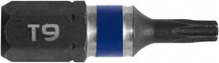 Irwin - 1/4" Drive T9 Torx Screwdriver Bit - 1" OAL, Tamper Resistant Bit - All Tool & Supply