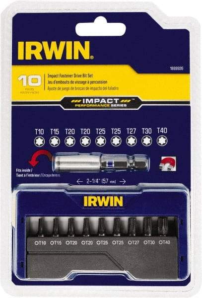 Irwin - 10 Piece, Screwdriver Insert Bit Set - T10 to T40 Torx - All Tool & Supply