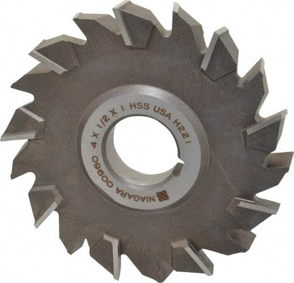 Keo - 4" Diam x 1/2" Width of Cut, 18 Teeth, High Speed Steel Side Milling Cutter - Staggered Teeth, Uncoated - All Tool & Supply