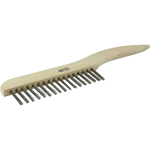 Hand Wire Scratch Brush, .012 Stainless Fill, Shoe Handle, 1 × 17 Rows - All Tool & Supply