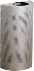 Rubbermaid - 12 Gal Silver Half-Round Decorative Waste Receptacle With Top - Steel, 32" High x 18" Wide - All Tool & Supply