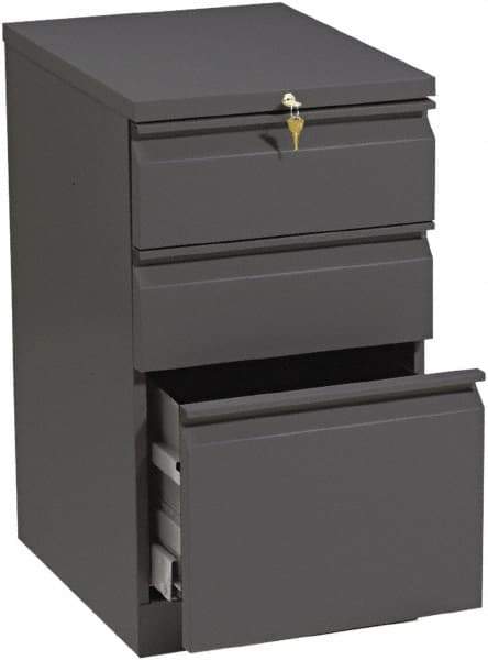 Hon - 15" Wide x 28" High x 19-7/8" Deep, 3 Drawer Pedestal - Steel, Charcoal - All Tool & Supply