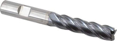 Kennametal - 1/2", 2" LOC, 1/2" Shank Diam, 4" OAL, 4 Flute, Solid Carbide Square End Mill - Single End, AlTiN Finish, Spiral Flute, 38° Helix, Centercutting, Right Hand Cut, Right Hand Flute, Series HPHV - All Tool & Supply