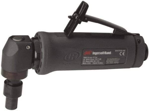 Ingersoll-Rand - 1/4" Collet, Angle Handle, Angle Air Die Grinder - 20,000 RPM, Dual Capable Exhaust, 25 CFM, 0.4 hp - All Tool & Supply