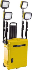 Pelican Products, Inc. - 12 Volt, 93 Watt, Electric, LED Portable Floor Work Light - 13.78" Cord, 4 Heads, 12,000 Lumens, Polypropylene, 24.83" Long x 19.57" Wide x 11.93" High - All Tool & Supply