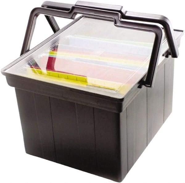 ADVANTUS - 1 Compartment, 17 Inch Wide x 14 Inch Deep x 10-7/8 Inch High, Portable File Box - Plastic, Black - All Tool & Supply