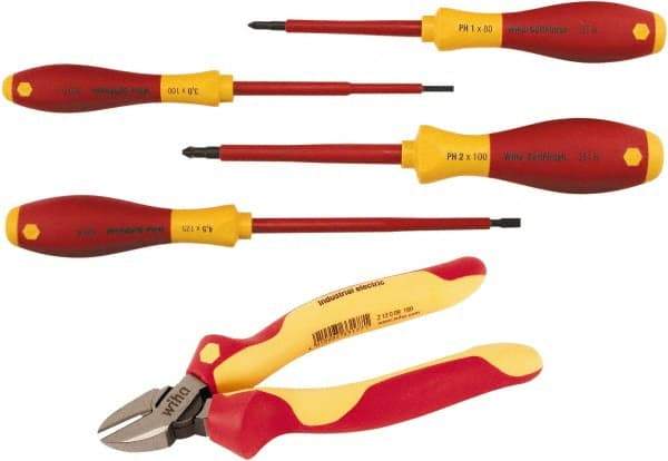 Wiha - 5 Piece Phillips Screwdriver, Slotted & Cutters Hand Tool Set - Comes in Vinyl Pouch - All Tool & Supply