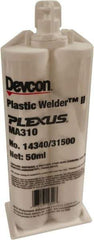 Plexus - 50 mL Cartridge Two Part Acrylic Adhesive - 15 to 18 min Working Time, 60°F to 95°F, 4,500 psi Shear Strength - All Tool & Supply