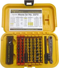 Chapman - 56 Piece, Screwdriver 1/4" Bit Ratchet Bit Set - #1 to #4 Phillips, 0.05 to 5/16" Hex, T6 to T30 Torx - All Tool & Supply