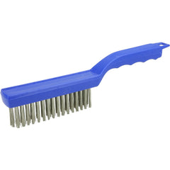 Hand Wire Scratch Brush, .012 Stainless Steel Fill, 4 × 16 Rows, Plastic Block - All Tool & Supply