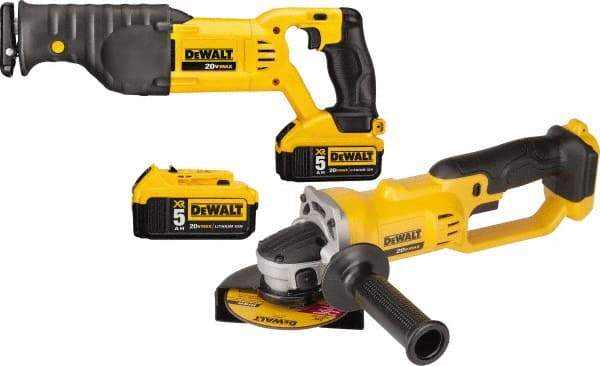 DeWALT - 20 Volt Cordless Tool Combination Kit - Includes Reciprocating Saw & 4-1/2" Cut-Off Grinder, Lithium-Ion Battery Included - All Tool & Supply