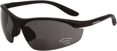 CrossFire - +2, Smoke Gray Lenses, Scratch Resistant, Framed Magnifying Safety Glasses - UV Protection, Black Frame - All Tool & Supply